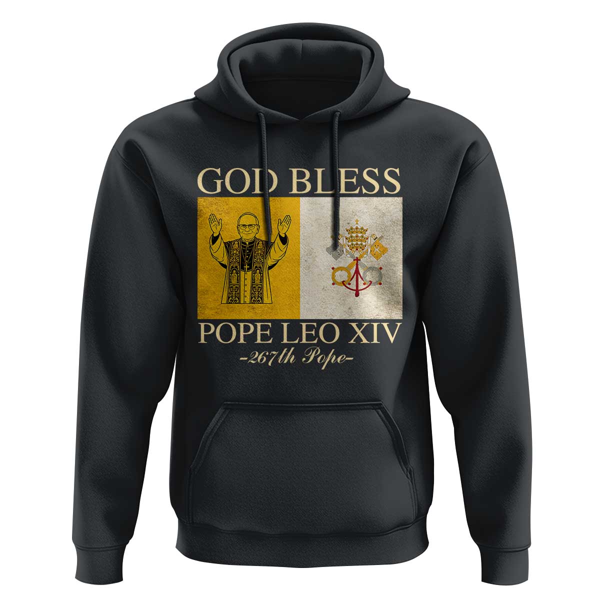 God Bless Pope Leo XIV Hoodie 267th Pope Vatican Flag