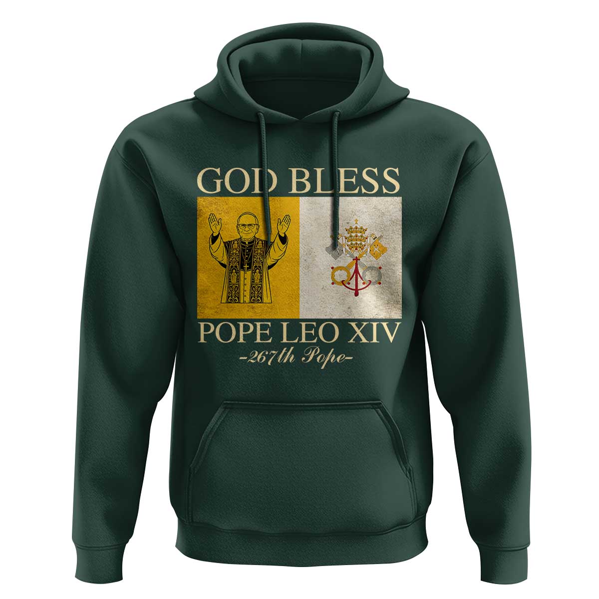 God Bless Pope Leo XIV Hoodie 267th Pope Vatican Flag