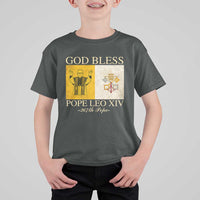 God Bless Pope Leo XIV T Shirt For Kid 267th Pope Vatican Flag