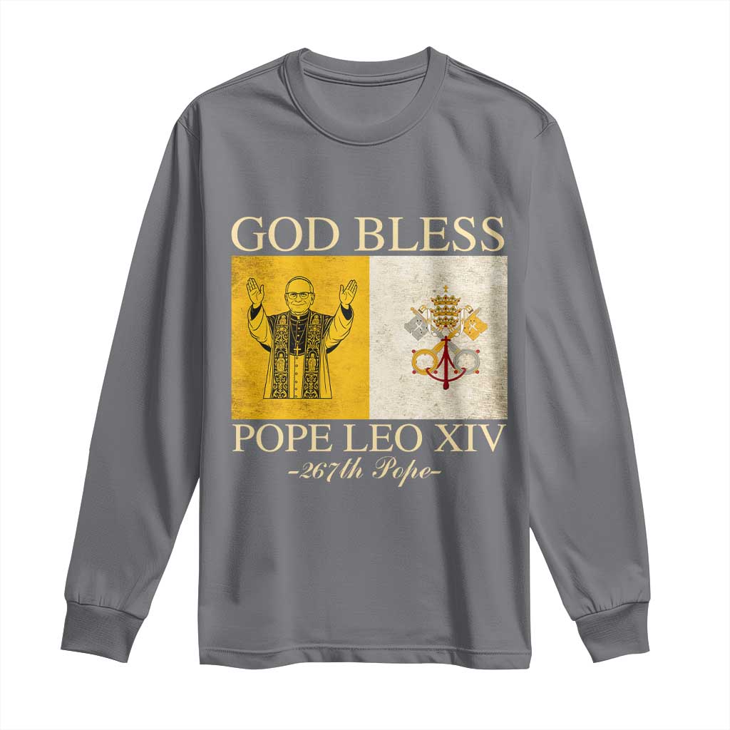 God Bless Pope Leo XIV Long Sleeve Shirt 267th Pope Vatican Flag
