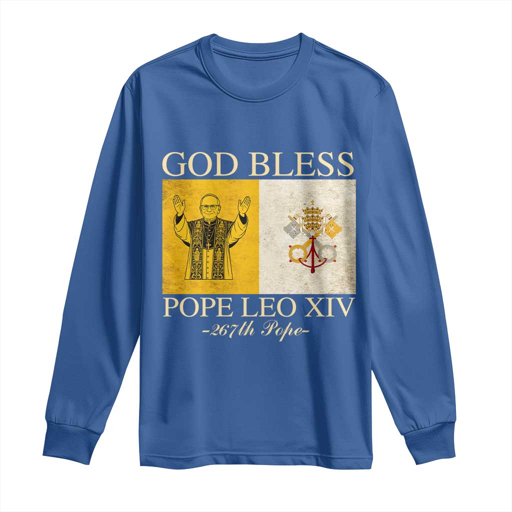 God Bless Pope Leo XIV Long Sleeve Shirt 267th Pope Vatican Flag