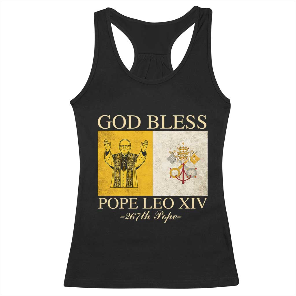 God Bless Pope Leo XIV Racerback Tank Top 267th Pope Vatican Flag