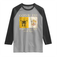 God Bless Pope Leo XIV Raglan Shirt 267th Pope Vatican Flag