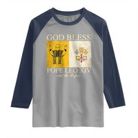 God Bless Pope Leo XIV Raglan Shirt 267th Pope Vatican Flag