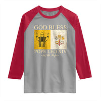 God Bless Pope Leo XIV Raglan Shirt 267th Pope Vatican Flag