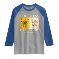 God Bless Pope Leo XIV Raglan Shirt 267th Pope Vatican Flag