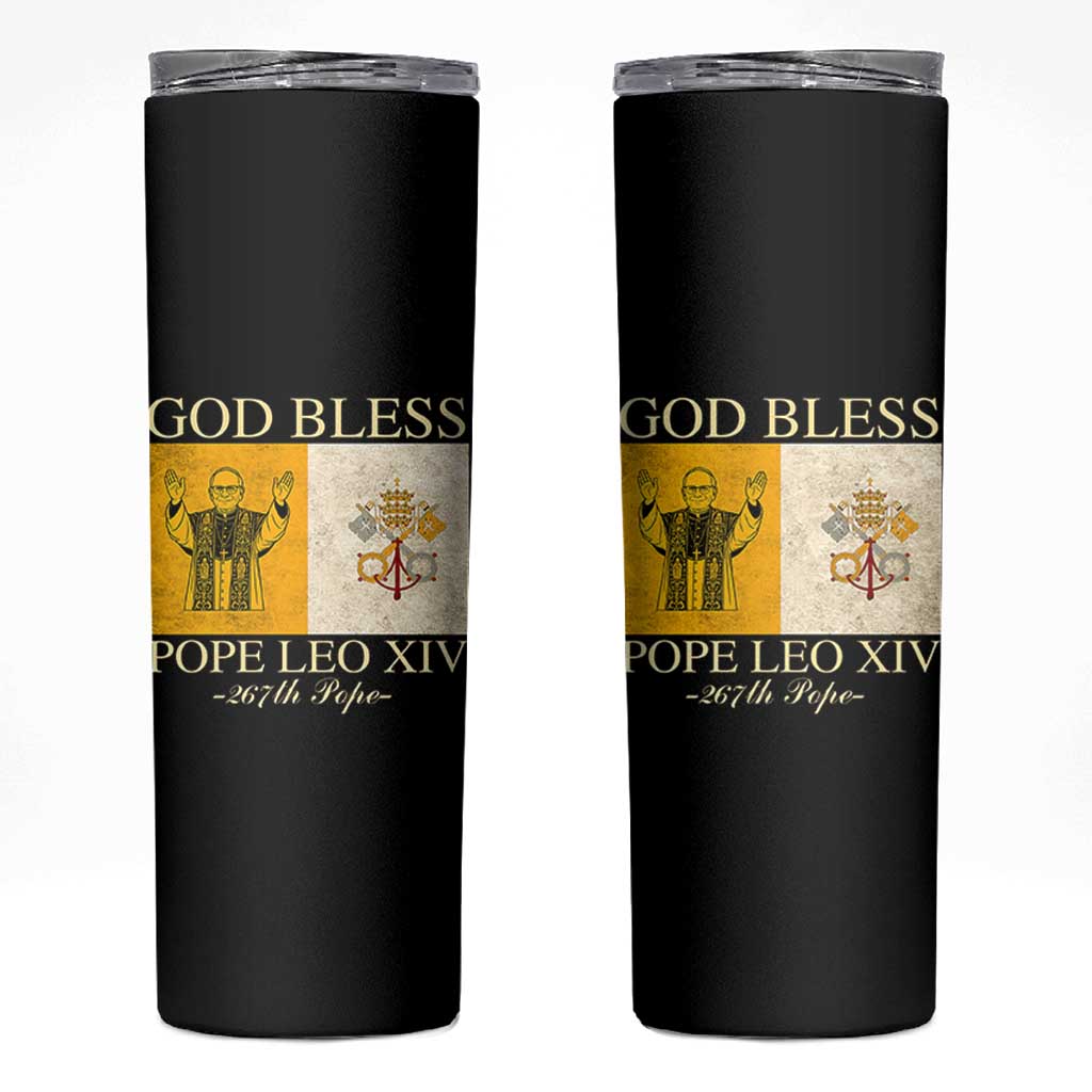 God Bless Pope Leo XIV Skinny Tumbler 267th Pope Vatican Flag