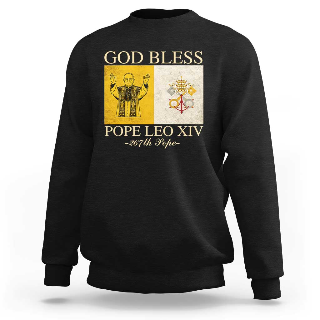 God Bless Pope Leo XIV Sweatshirt 267th Pope Vatican Flag