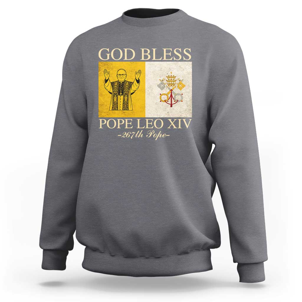 God Bless Pope Leo XIV Sweatshirt 267th Pope Vatican Flag