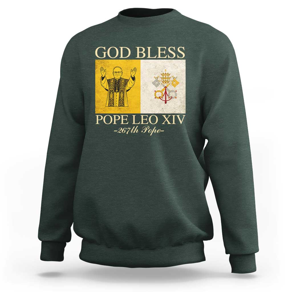 God Bless Pope Leo XIV Sweatshirt 267th Pope Vatican Flag