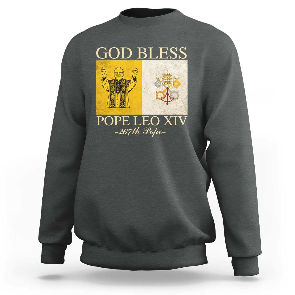 God Bless Pope Leo XIV Sweatshirt 267th Pope Vatican Flag
