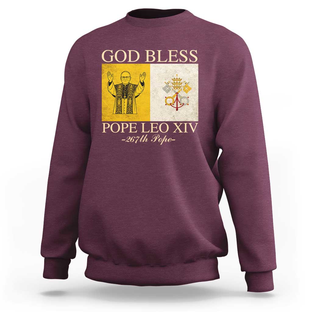God Bless Pope Leo XIV Sweatshirt 267th Pope Vatican Flag