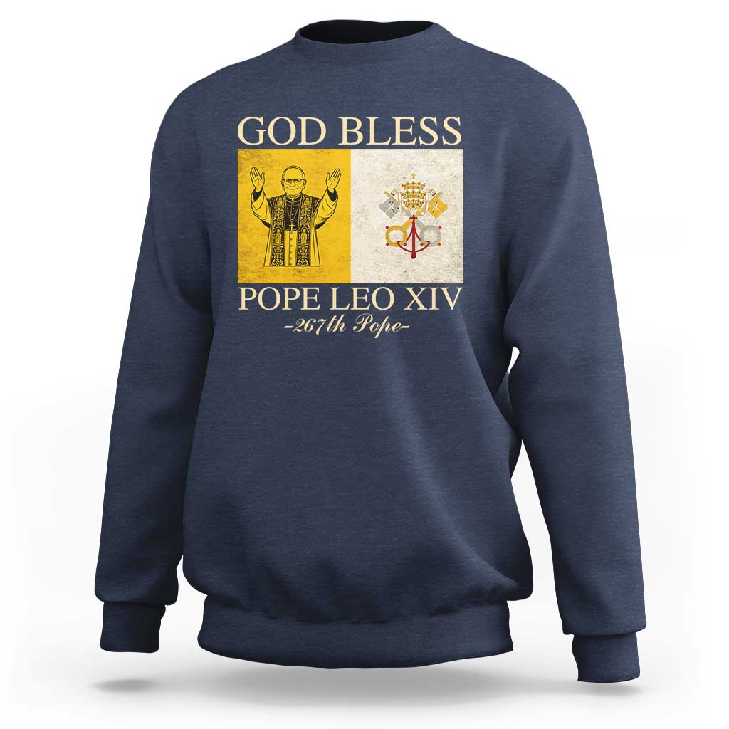 God Bless Pope Leo XIV Sweatshirt 267th Pope Vatican Flag