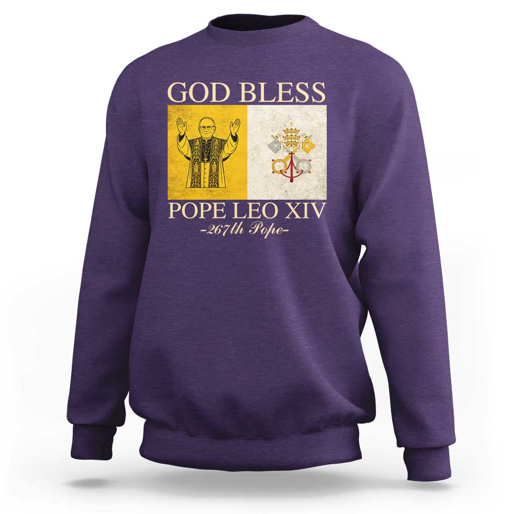 God Bless Pope Leo XIV Sweatshirt 267th Pope Vatican Flag