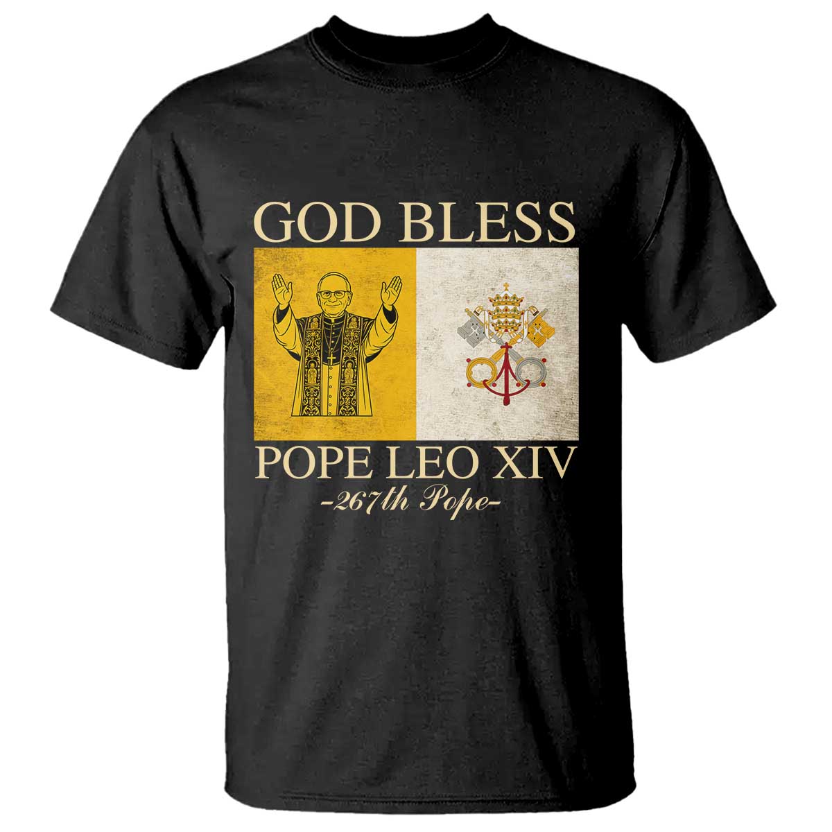 God Bless Pope Leo XIV T Shirt 267th Pope Vatican Flag