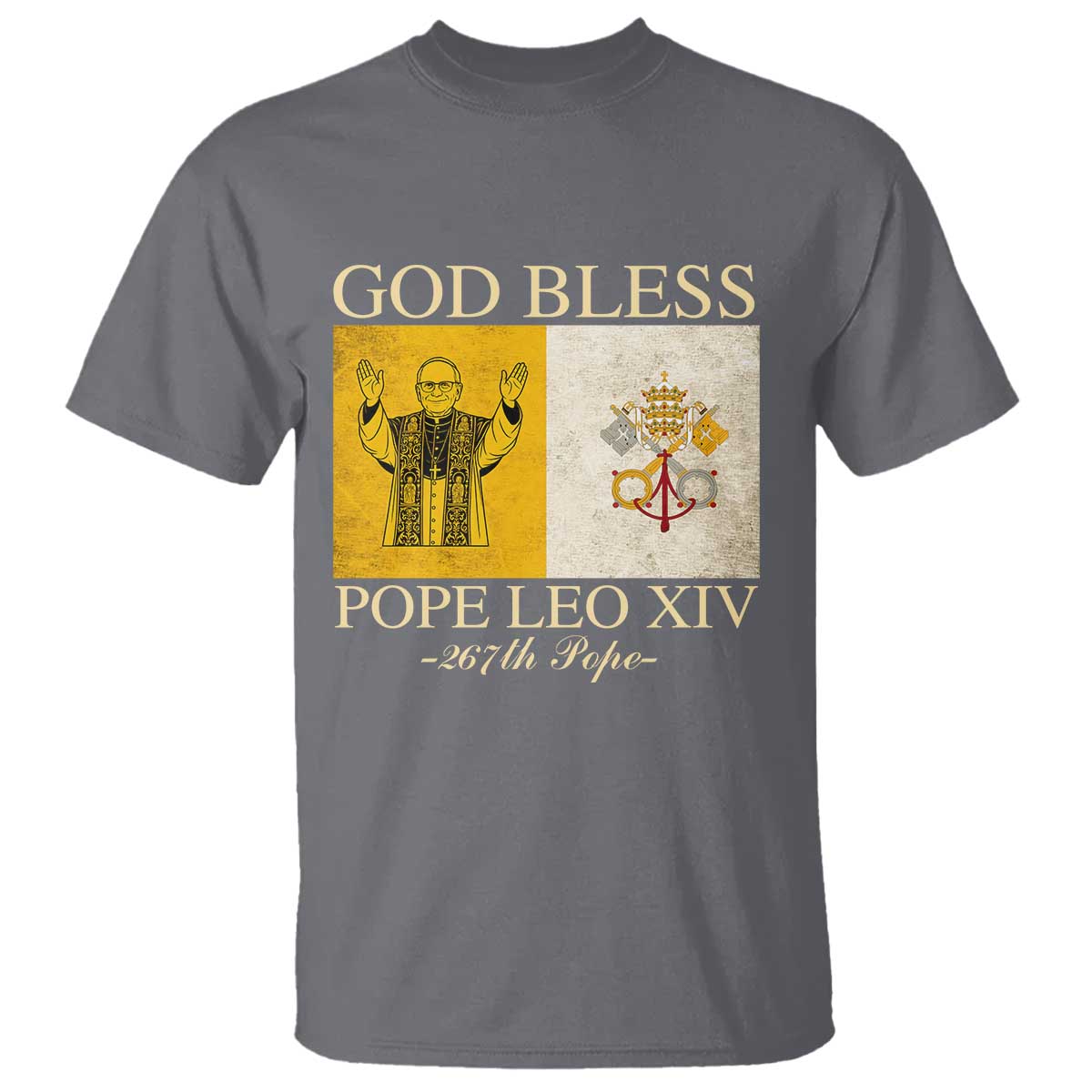 God Bless Pope Leo XIV T Shirt 267th Pope Vatican Flag