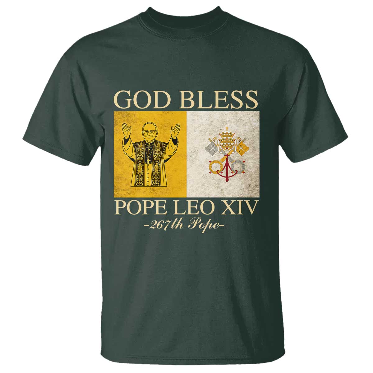 God Bless Pope Leo XIV T Shirt 267th Pope Vatican Flag