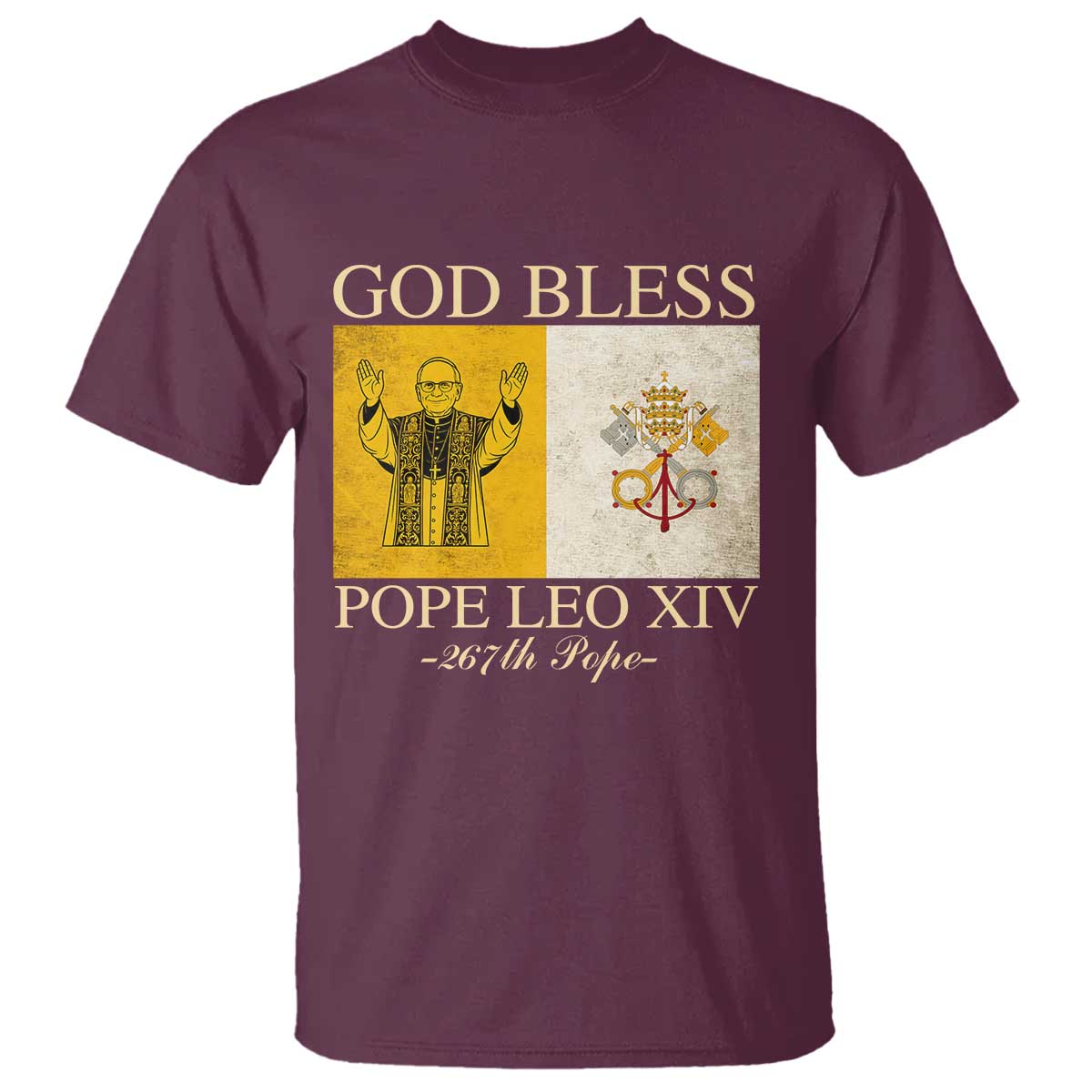 God Bless Pope Leo XIV T Shirt 267th Pope Vatican Flag