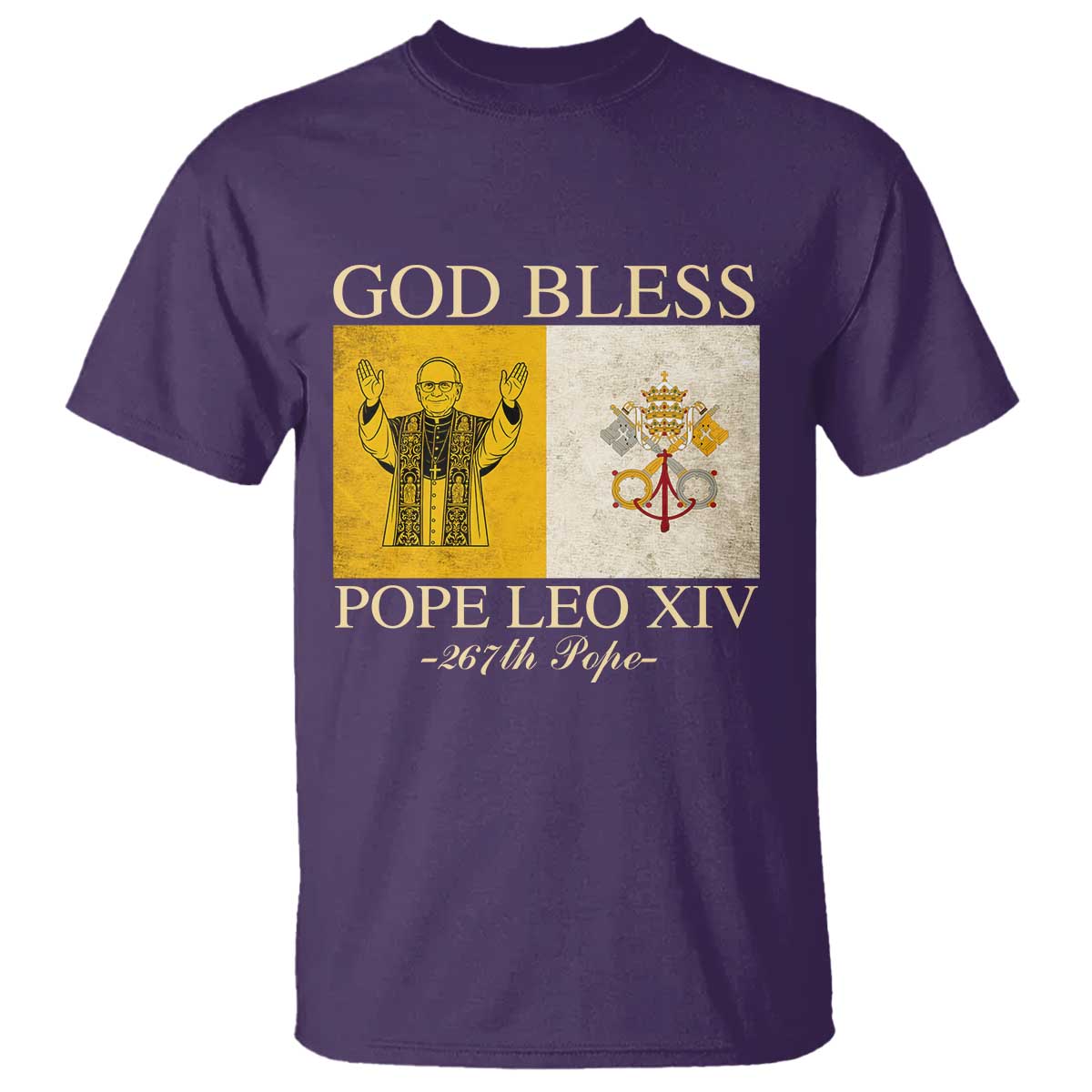 God Bless Pope Leo XIV T Shirt 267th Pope Vatican Flag