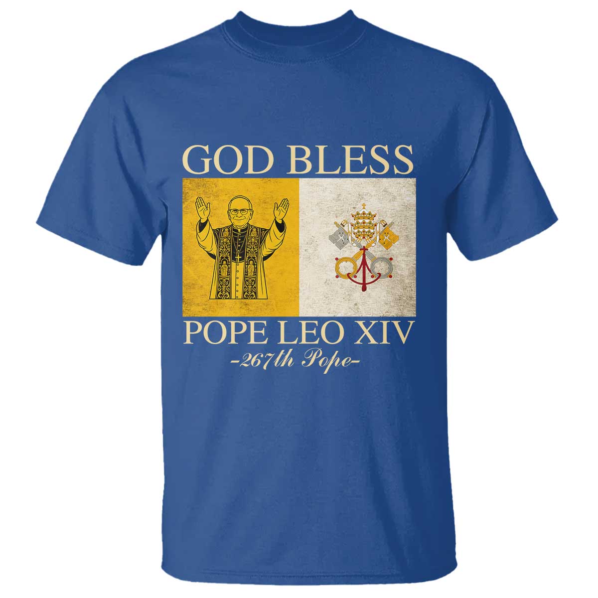 God Bless Pope Leo XIV T Shirt 267th Pope Vatican Flag