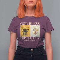 God Bless Pope Leo XIV T Shirt For Women 267th Pope Vatican Flag