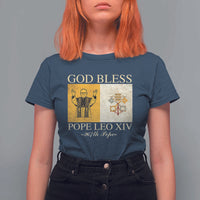 God Bless Pope Leo XIV T Shirt For Women 267th Pope Vatican Flag