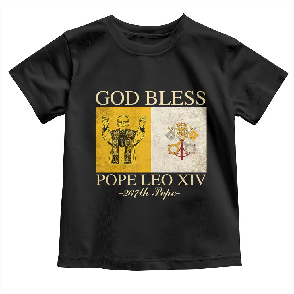 God Bless Pope Leo XIV Toddler T Shirt 267th Pope Vatican Flag