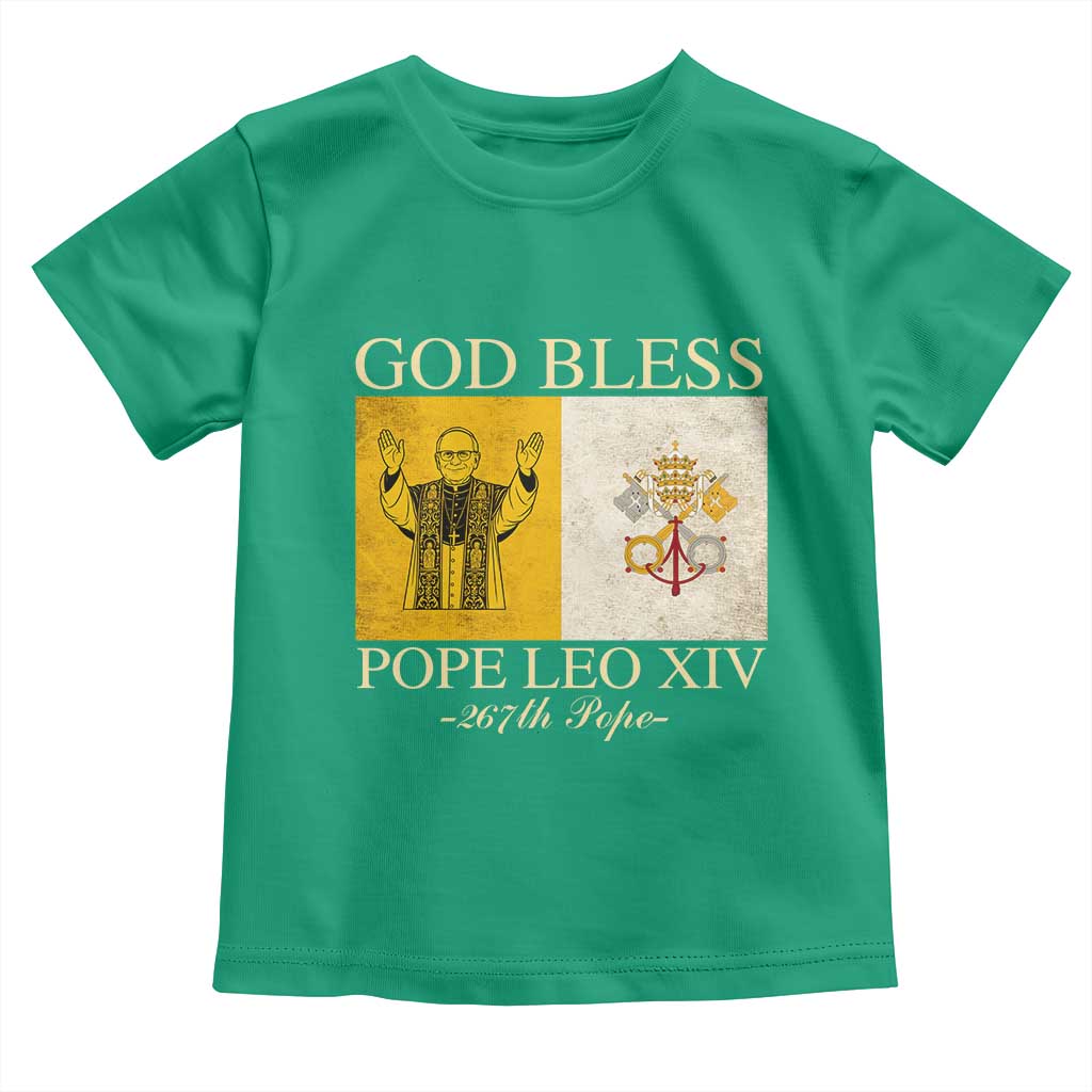 God Bless Pope Leo XIV Toddler T Shirt 267th Pope Vatican Flag