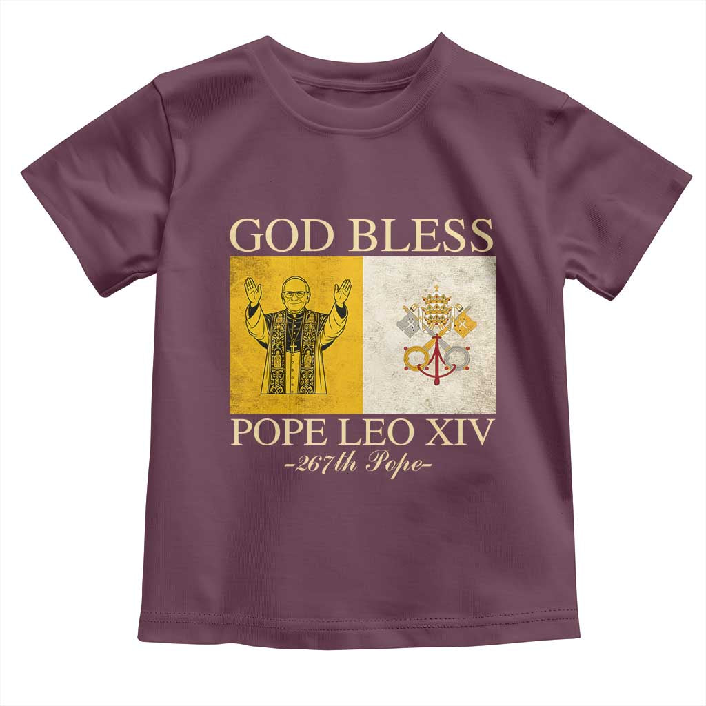 God Bless Pope Leo XIV Toddler T Shirt 267th Pope Vatican Flag