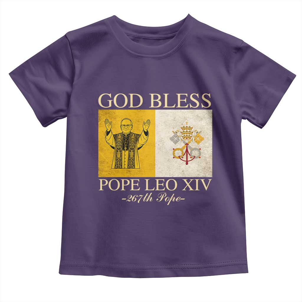 God Bless Pope Leo XIV Toddler T Shirt 267th Pope Vatican Flag