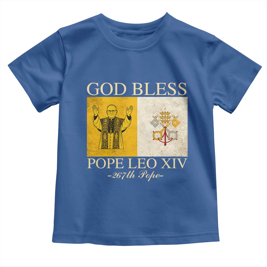 God Bless Pope Leo XIV Toddler T Shirt 267th Pope Vatican Flag