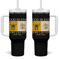 God Bless Pope Leo XIV Tumbler With Handle 267th Pope Vatican Flag
