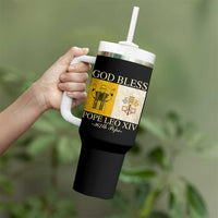 God Bless Pope Leo XIV Tumbler With Handle 267th Pope Vatican Flag