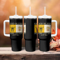 God Bless Pope Leo XIV Tumbler With Handle 267th Pope Vatican Flag