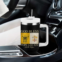 God Bless Pope Leo XIV Tumbler With Handle 267th Pope Vatican Flag