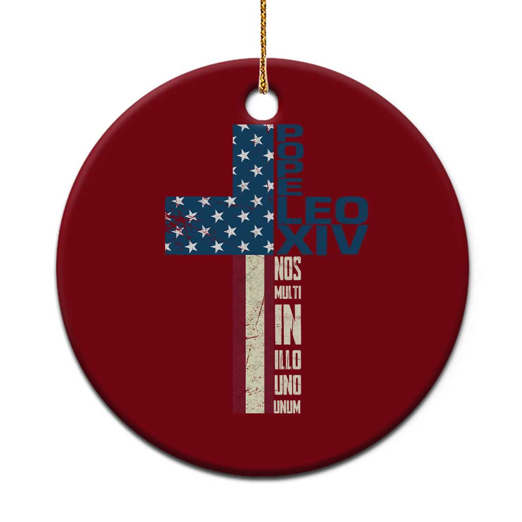 267th Pope Leo XIV Ceramic Ornament Nos Multi In Illo Uno Unum American Cross - Wonder Print Shop