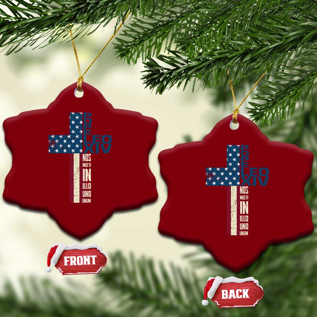 267th Pope Leo XIV Ceramic Ornament Nos Multi In Illo Uno Unum American Cross - Wonder Print Shop