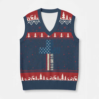 267th Pope Leo XIV V-Neck Knit Sweater Vest Nos Multi In Illo Uno Unum American Cross - Wonder Print Shop