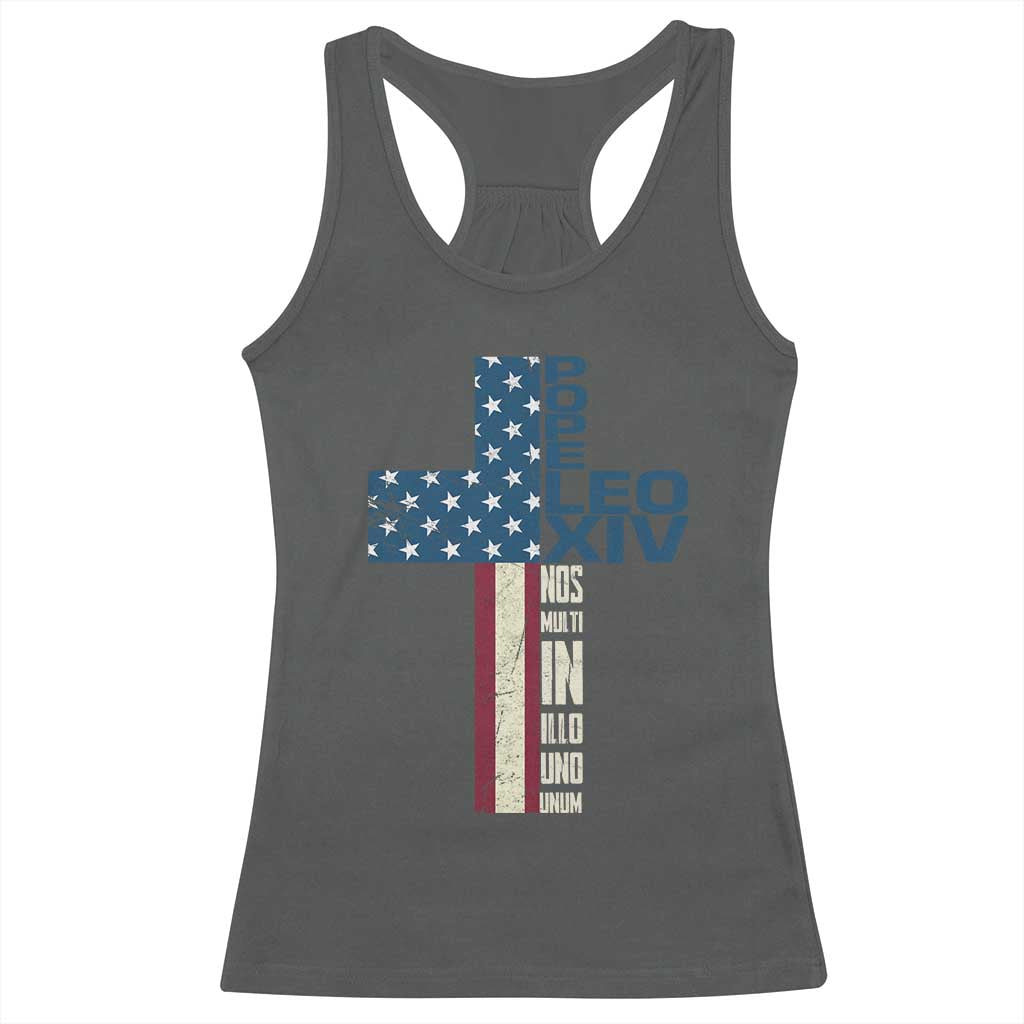 267th Pope Leo XIV Racerback Tank Top Nos Multi In Illo Uno Unum American Cross