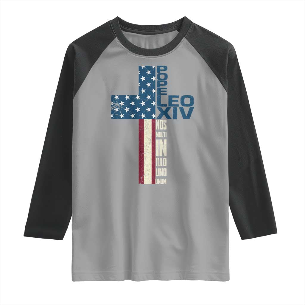 267th Pope Leo XIV Raglan Shirt Nos Multi In Illo Uno Unum American Cross