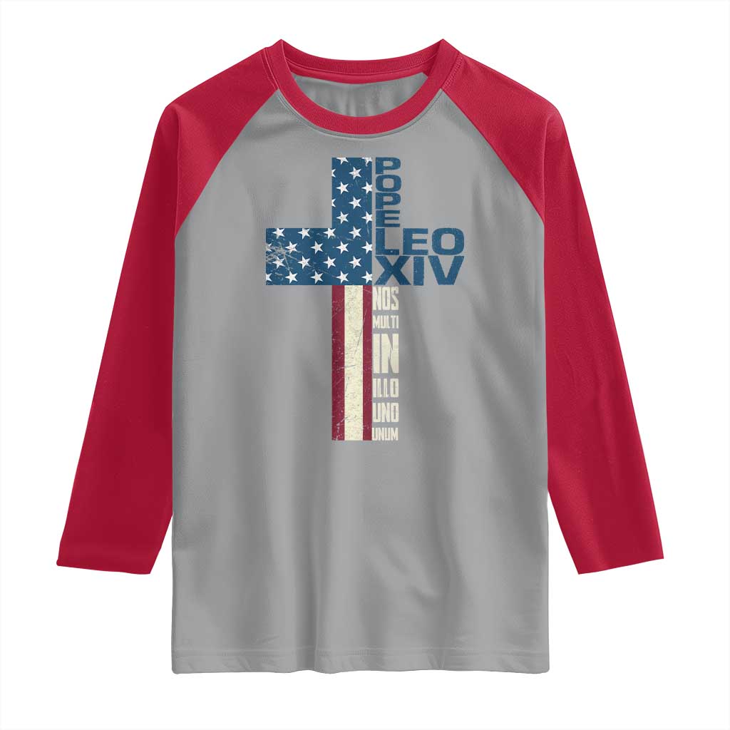 267th Pope Leo XIV Raglan Shirt Nos Multi In Illo Uno Unum American Cross
