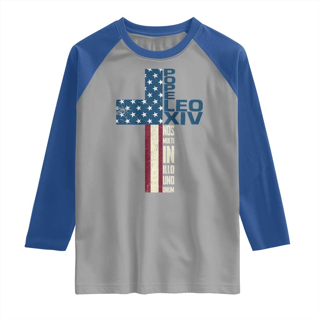 267th Pope Leo XIV Raglan Shirt Nos Multi In Illo Uno Unum American Cross