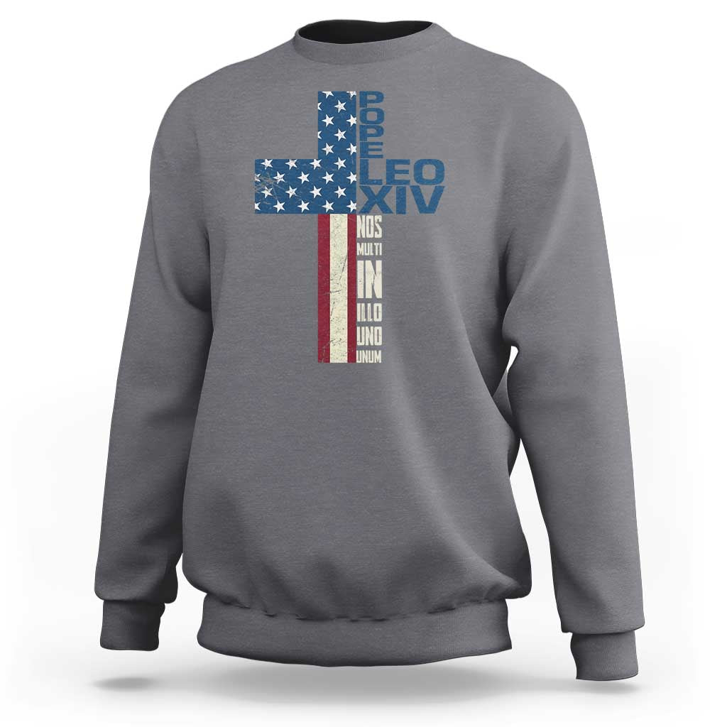 267th Pope Leo XIV Sweatshirt Nos Multi In Illo Uno Unum American Cross