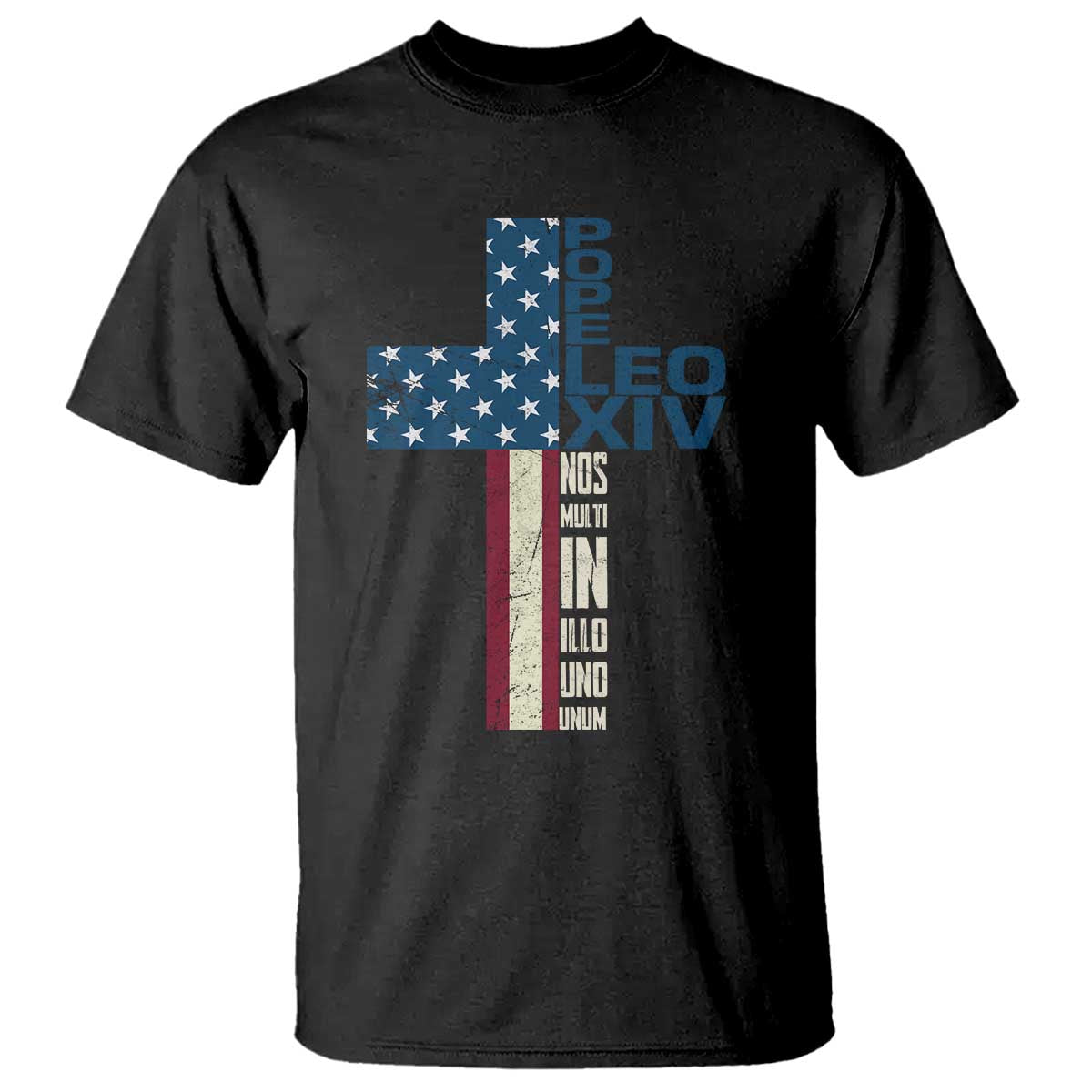 267th Pope Leo XIV T Shirt Nos Multi In Illo Uno Unum American Cross