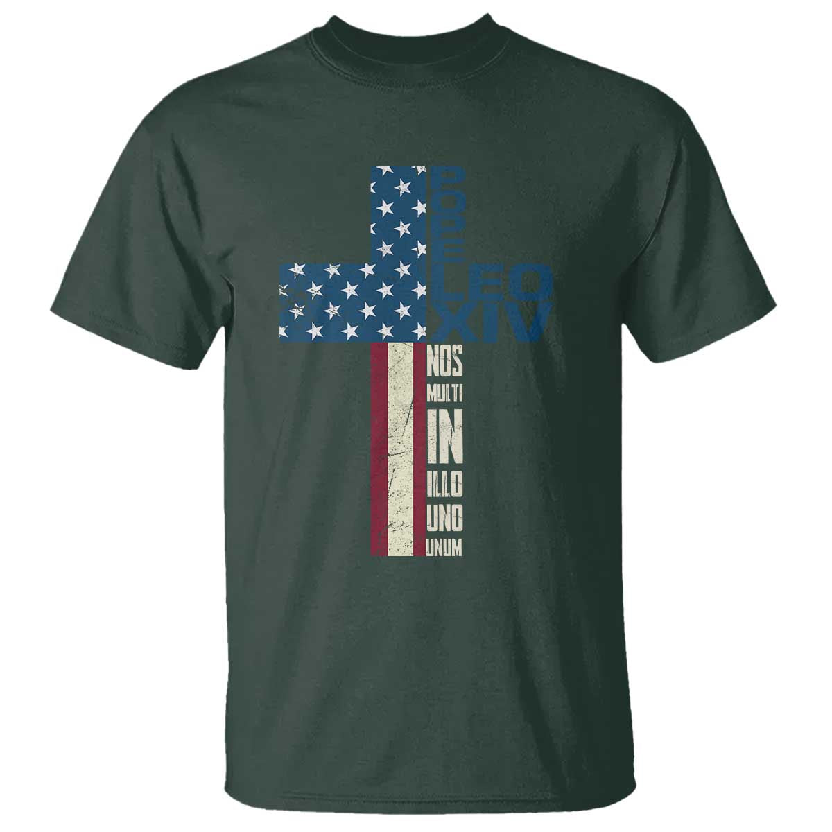 267th Pope Leo XIV T Shirt Nos Multi In Illo Uno Unum American Cross