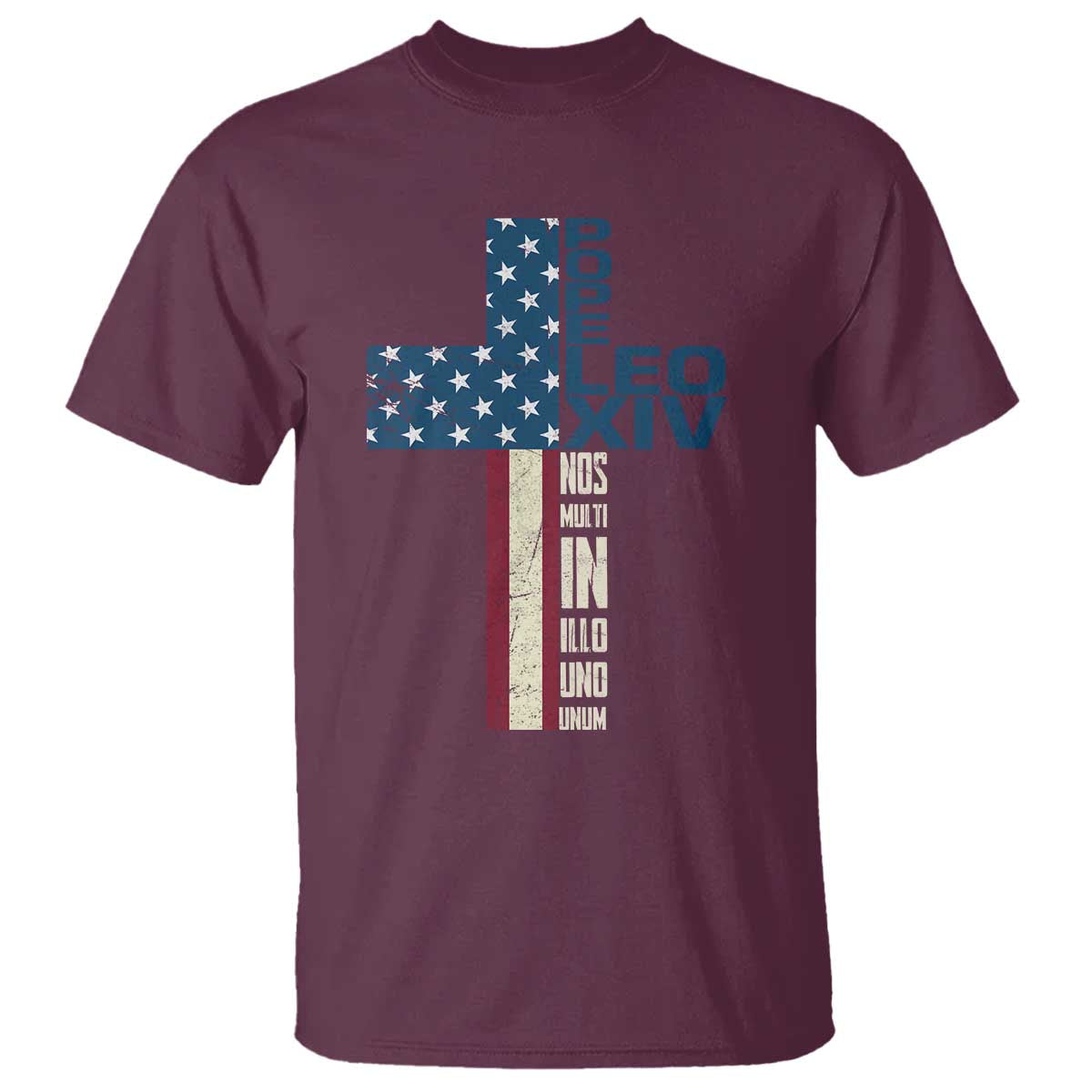 267th Pope Leo XIV T Shirt Nos Multi In Illo Uno Unum American Cross