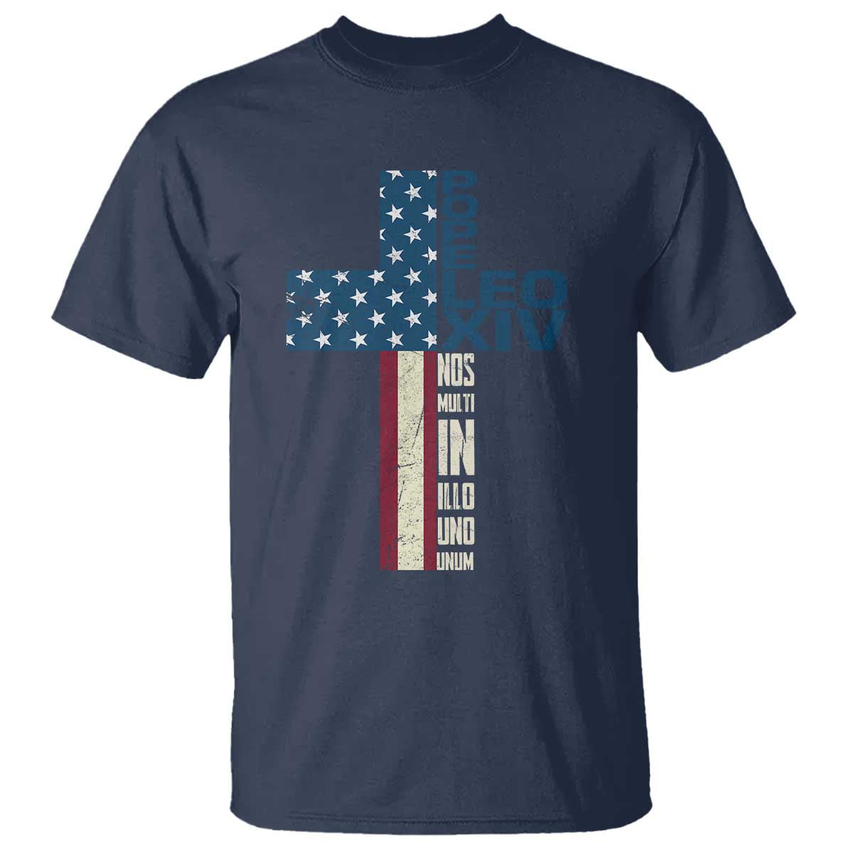 267th Pope Leo XIV T Shirt Nos Multi In Illo Uno Unum American Cross