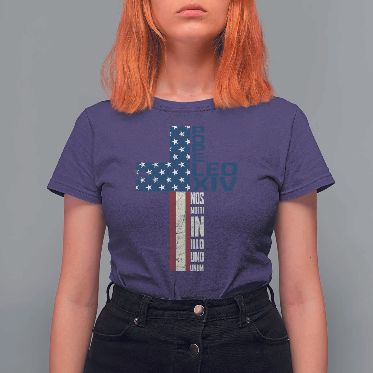 267th Pope Leo XIV T Shirt For Women Nos Multi In Illo Uno Unum American Cross