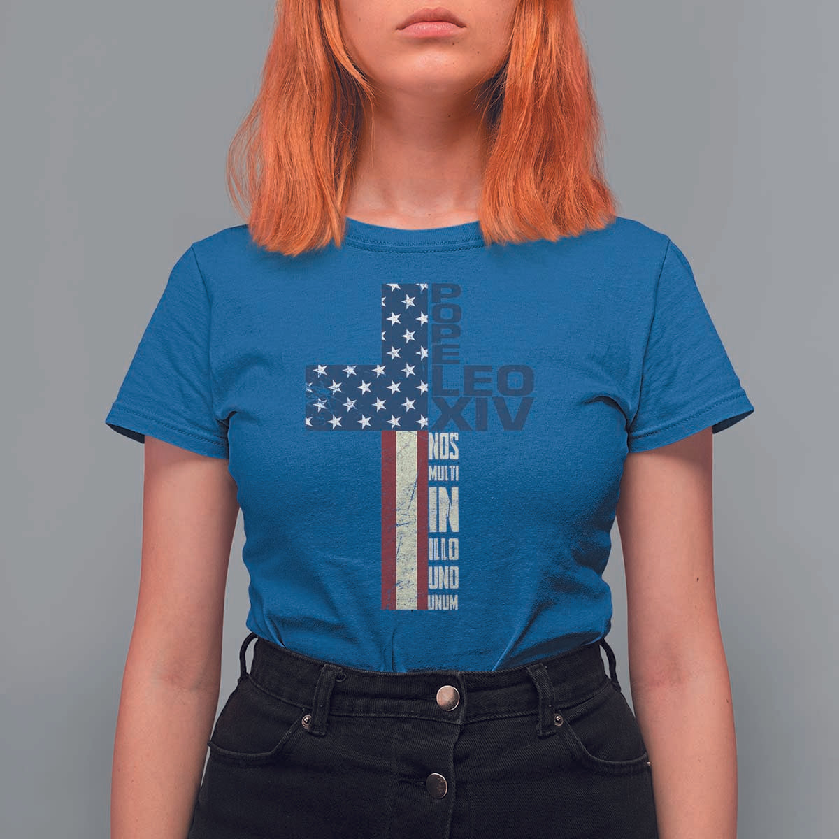267th Pope Leo XIV T Shirt For Women Nos Multi In Illo Uno Unum American Cross