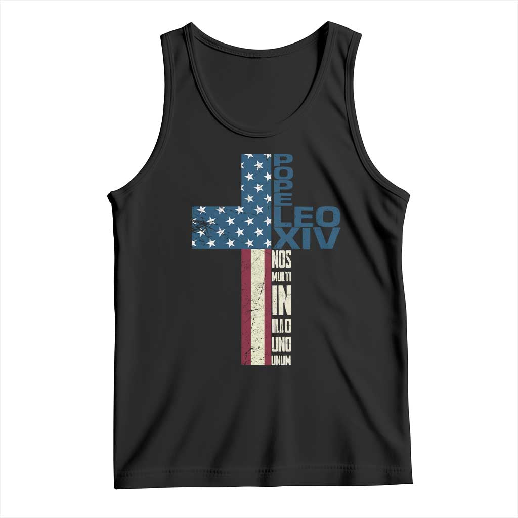 267th Pope Leo XIV Tank Top Nos Multi In Illo Uno Unum American Cross